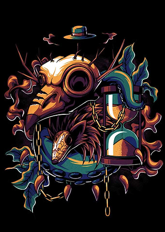 Plague Doctor, Hourglass, and Masked Animal
