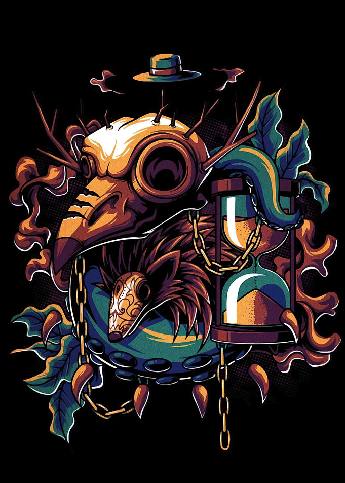 Plague Doctor, Hourglass, and Masked Animal