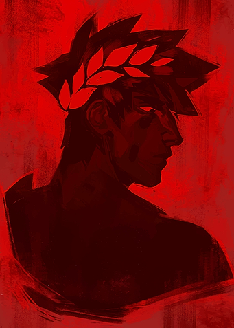 Hades Game Character Portrait in Red