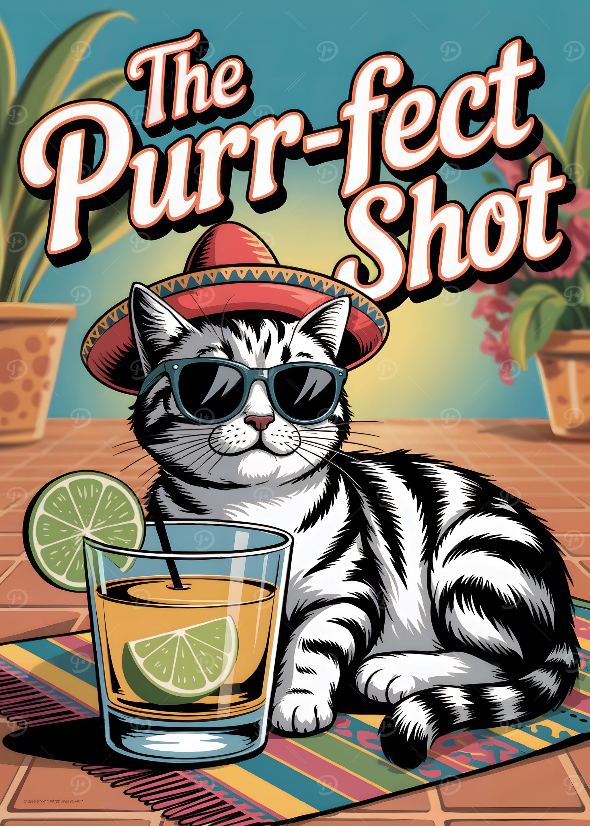 The Purr-fect Shot: Cat with Cocktail
