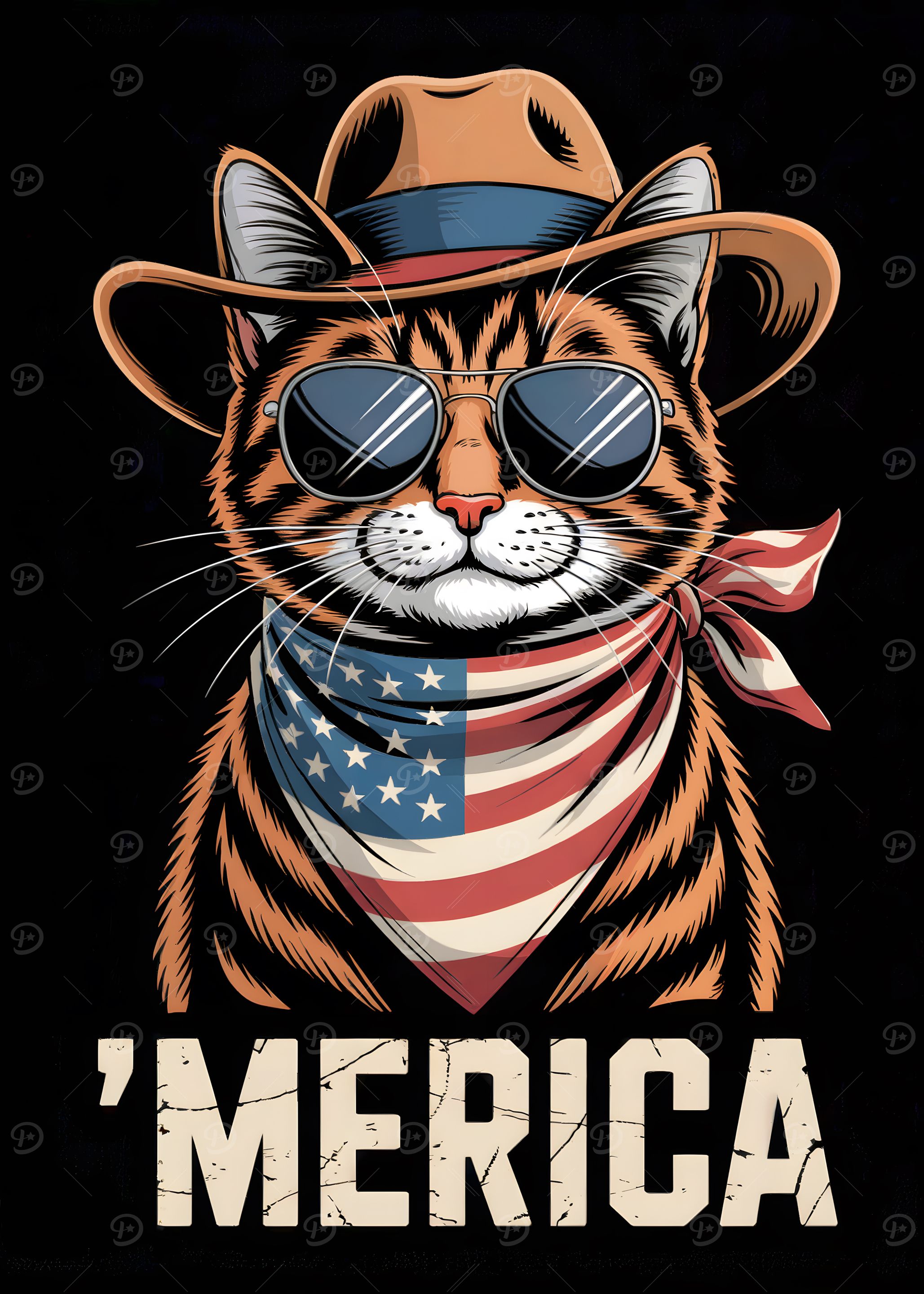 Patriotic Cat Cowboy