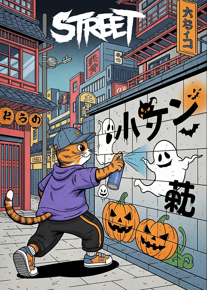 Cat Graffiti Artist Japanese Street
