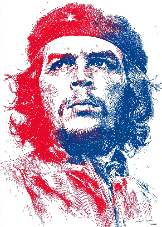 Che Guevara Red and Blue Portrait