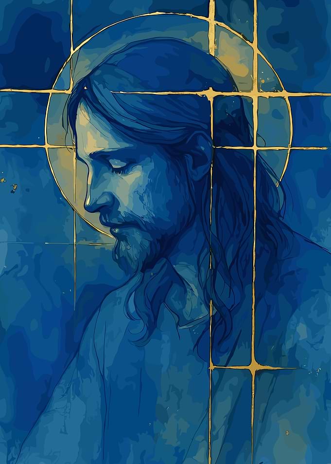 Blue and Gold Jesus Portrait