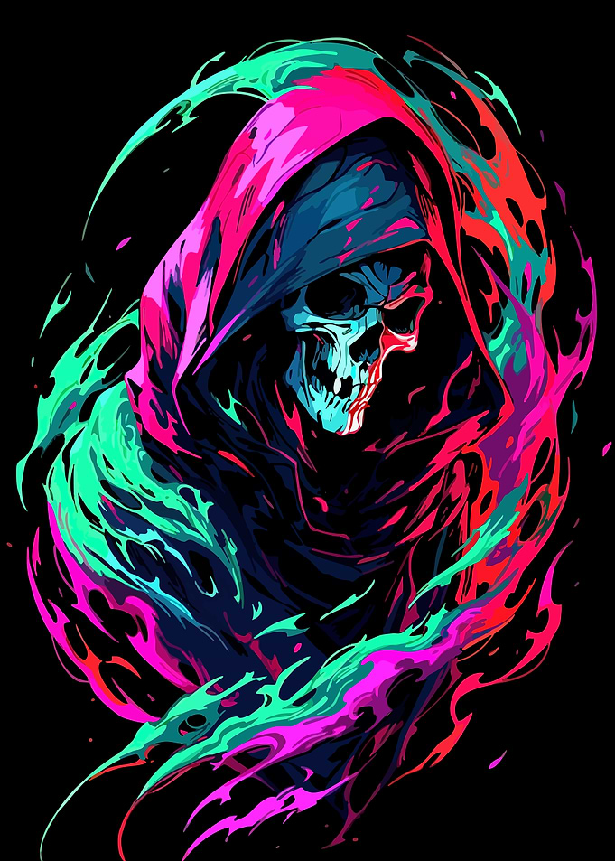 Colorful Grim Reaper Digital Art