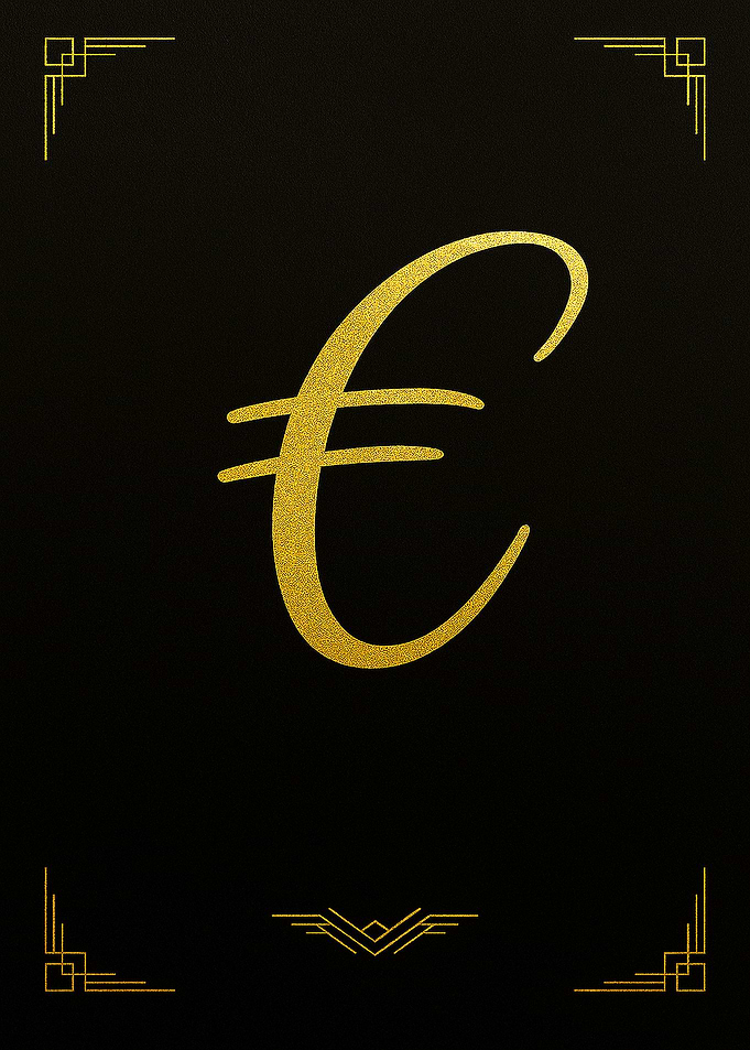 Golden Euro Symbol on Black Background