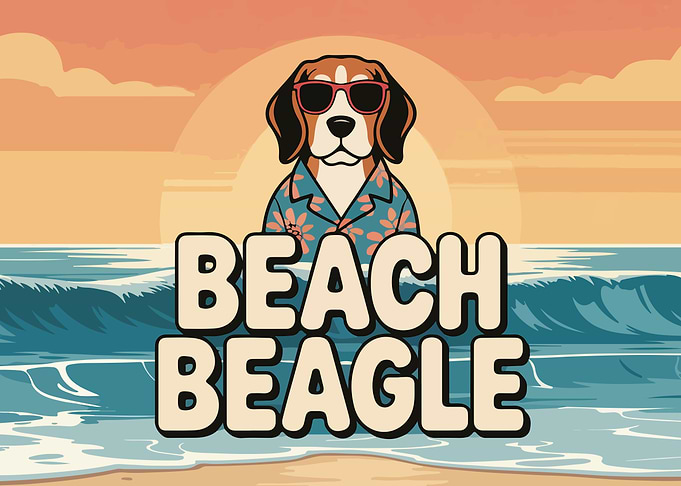 Beach Beagle Cartoon Illustration