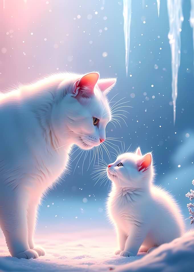 White Cats in Winter Wonderland