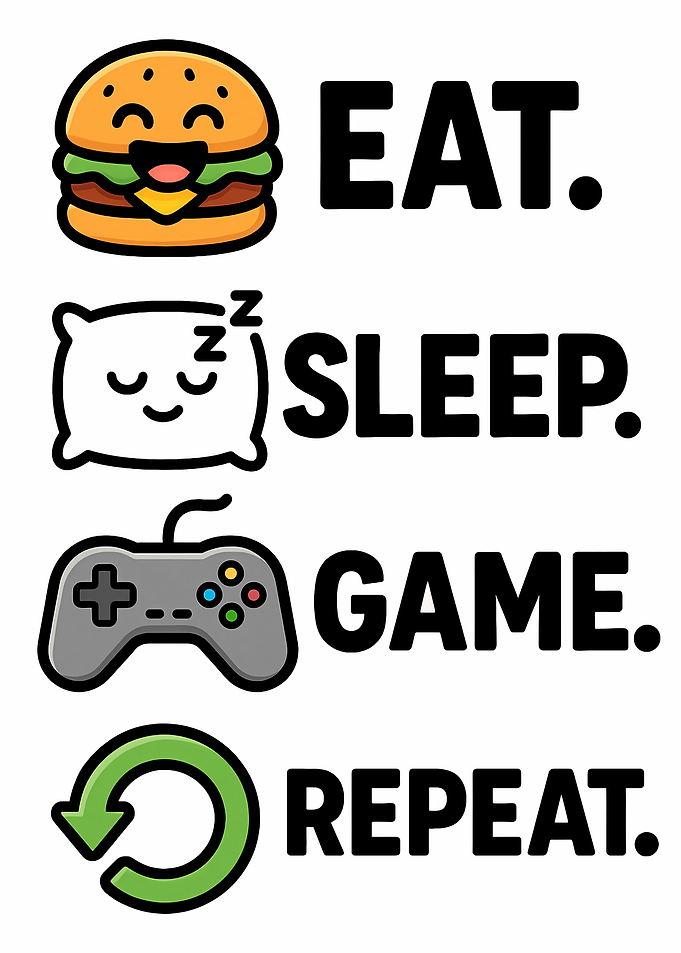 Eat Sleep Game Repeat Cartoon