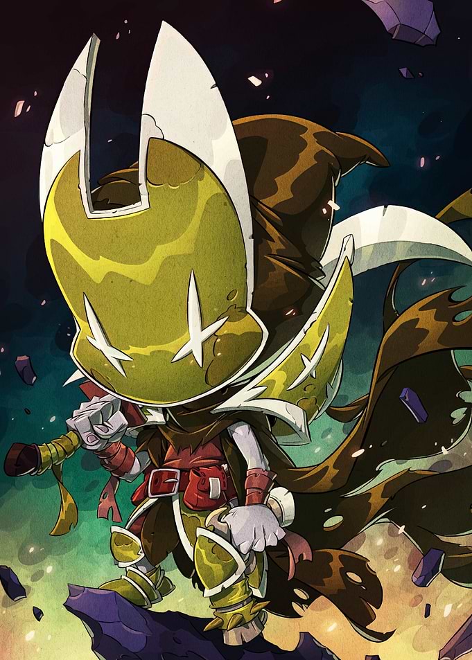 Cartoon Warrior with Sword and Cape