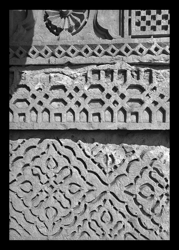 Stone Carvings: Intricate Patterns in Black and White