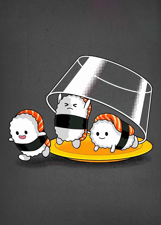 Sushi Escape Cartoon Illustration