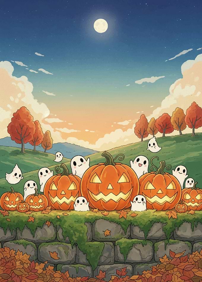 Halloween Pumpkins and Ghosts Halloween2025
