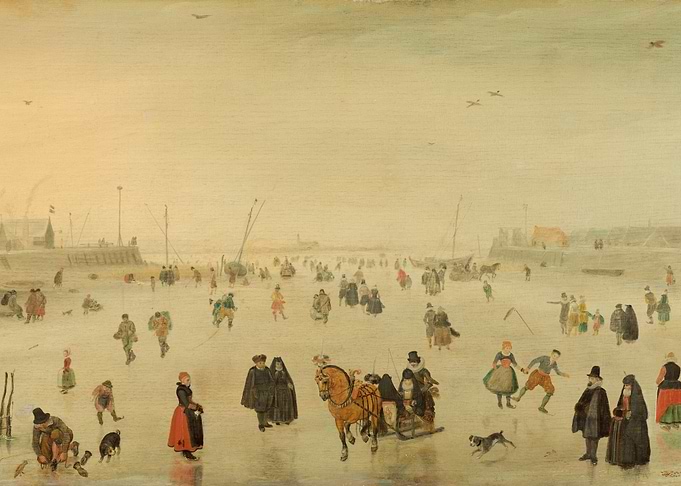 Winter Scene with Ice Skaters Painting