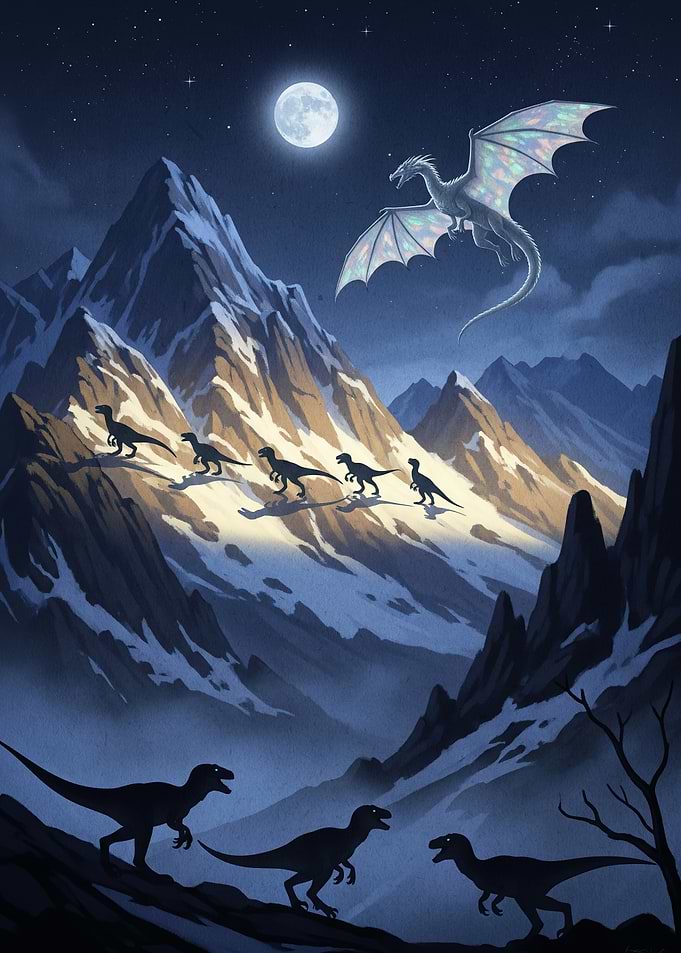Dragon Dinosaurs Mountain Landscape
