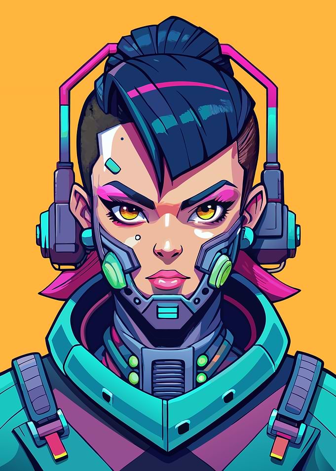 Cyberpunk Girl Portrait with Headphones