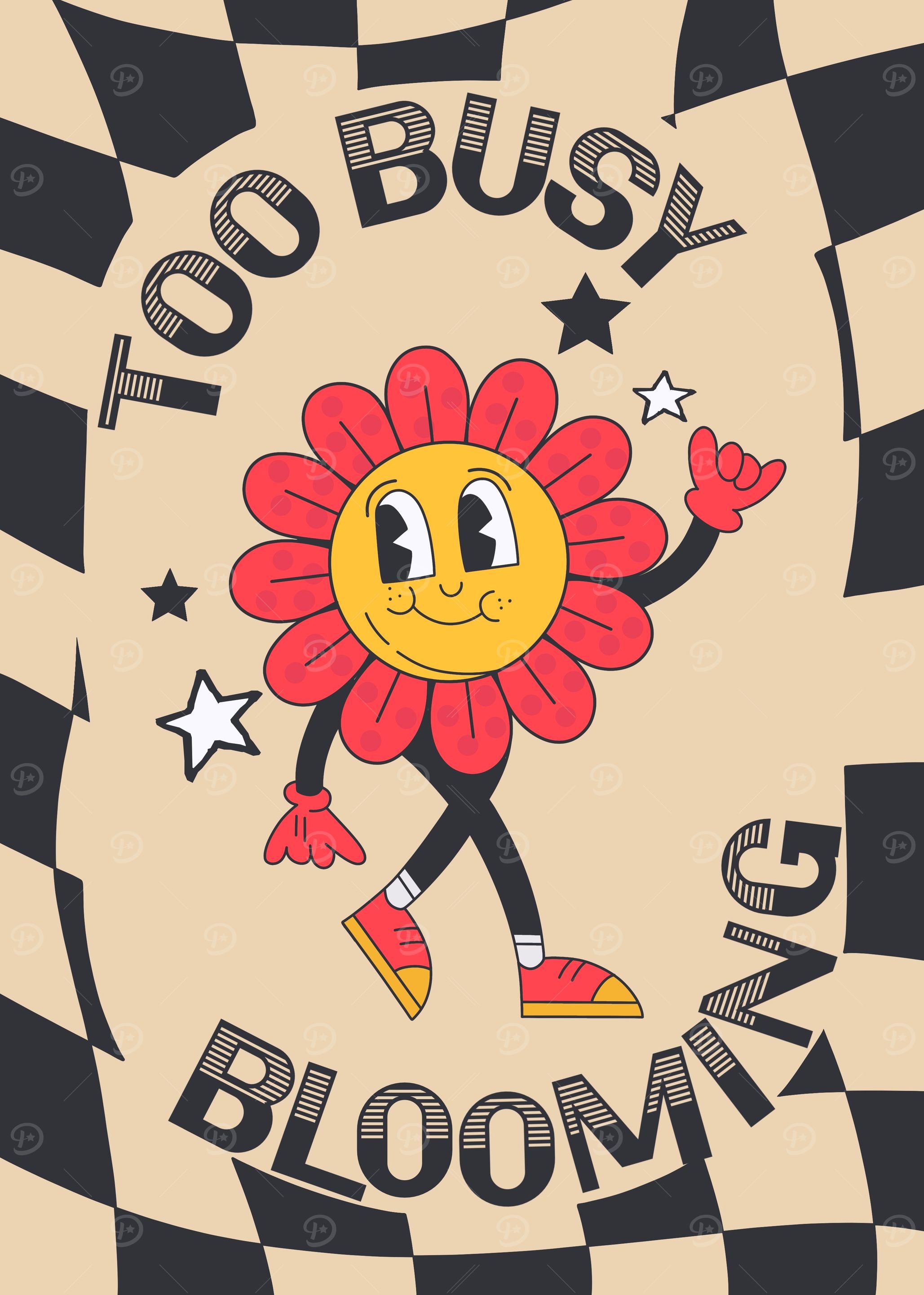 Too Busy Blooming Cartoon Flower
