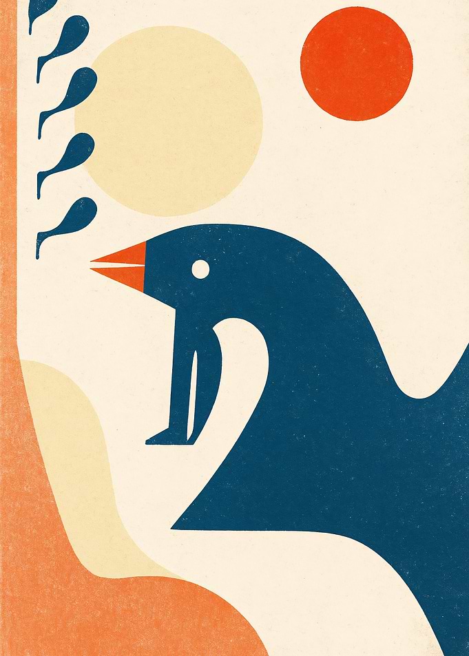 Abstract Penguin Illustration with Geometric Shapes