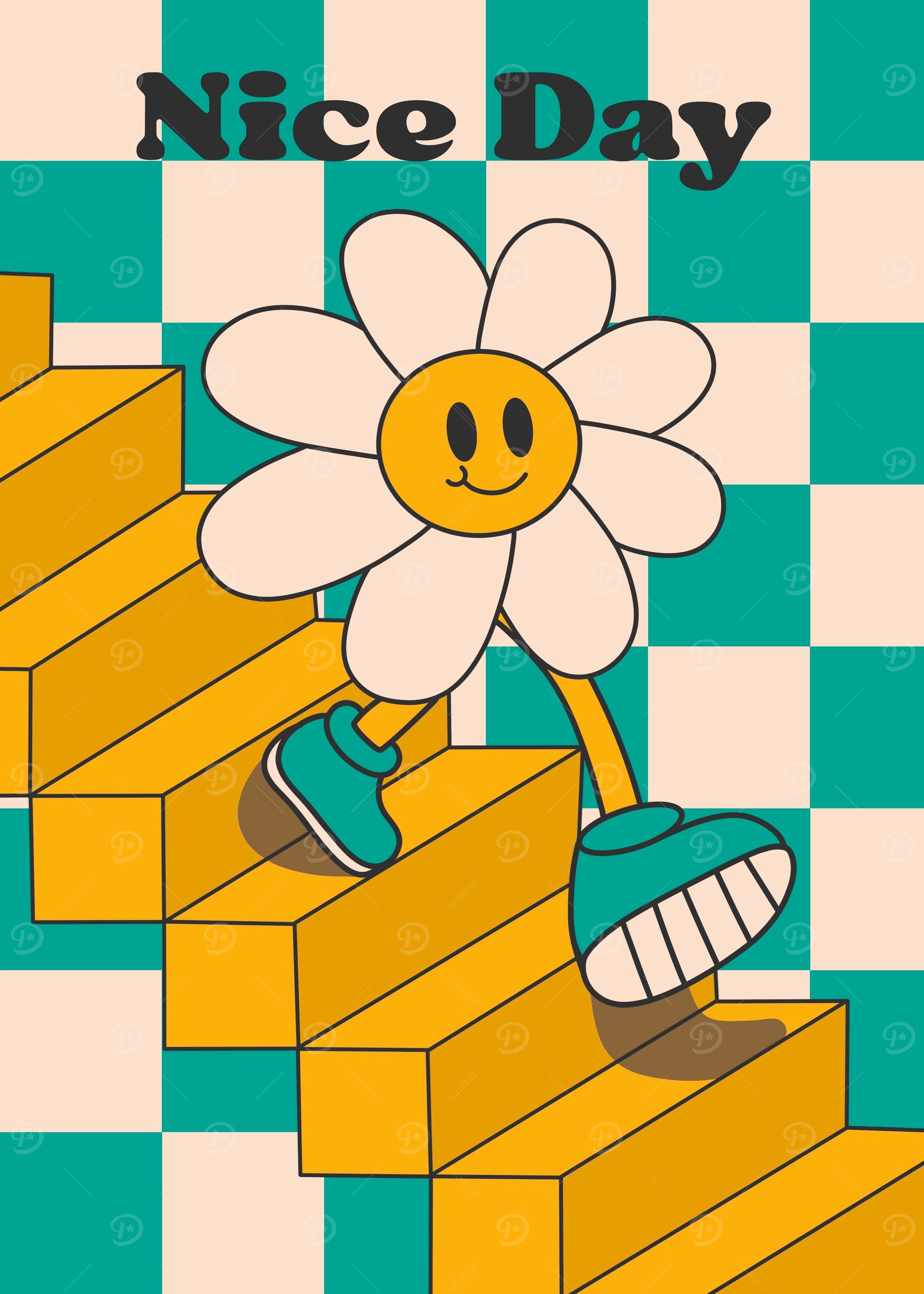 Nice Day Flower retro characters