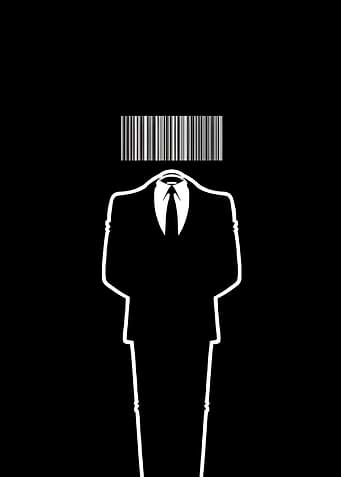 Barcode Head Suit Silhouette