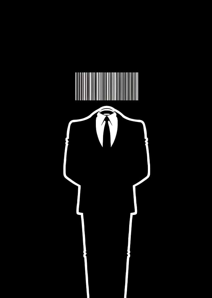 Barcode Head Suit Silhouette