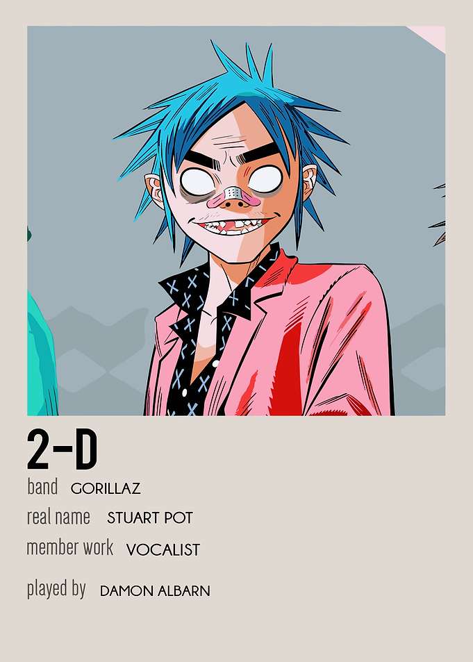 2-D Gorillaz Band Member Portrait