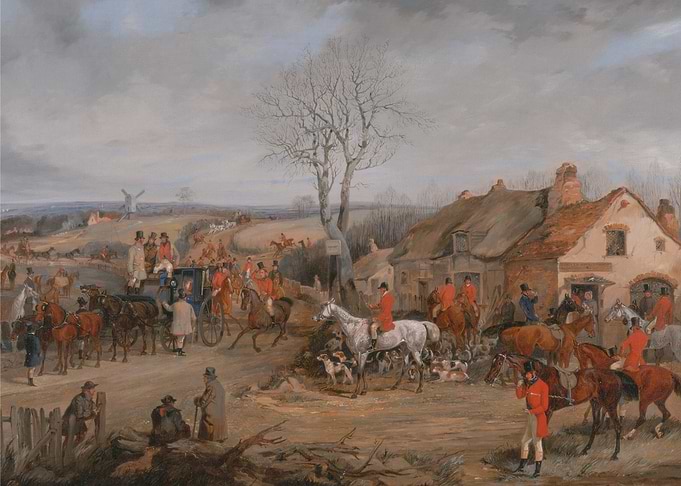 English Fox Hunt Gathering Painting