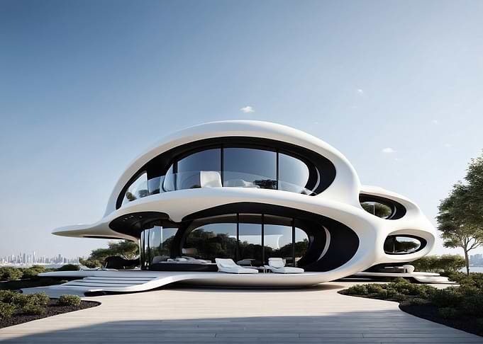 Futuristic White House with Large Windows