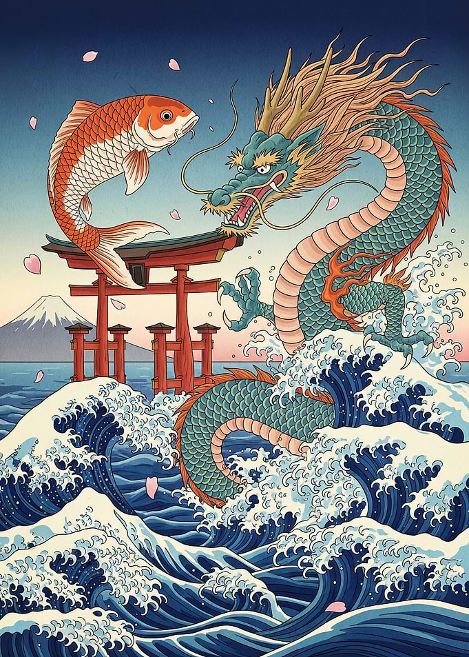 Dragon Koi Fish Torii Gate