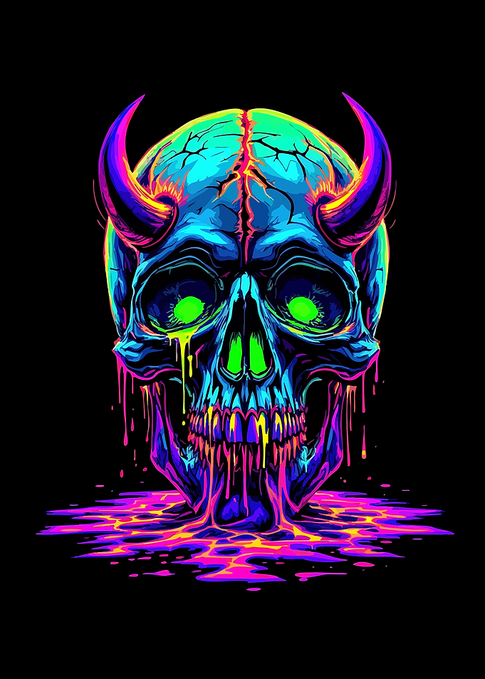 Neon Devil Skull