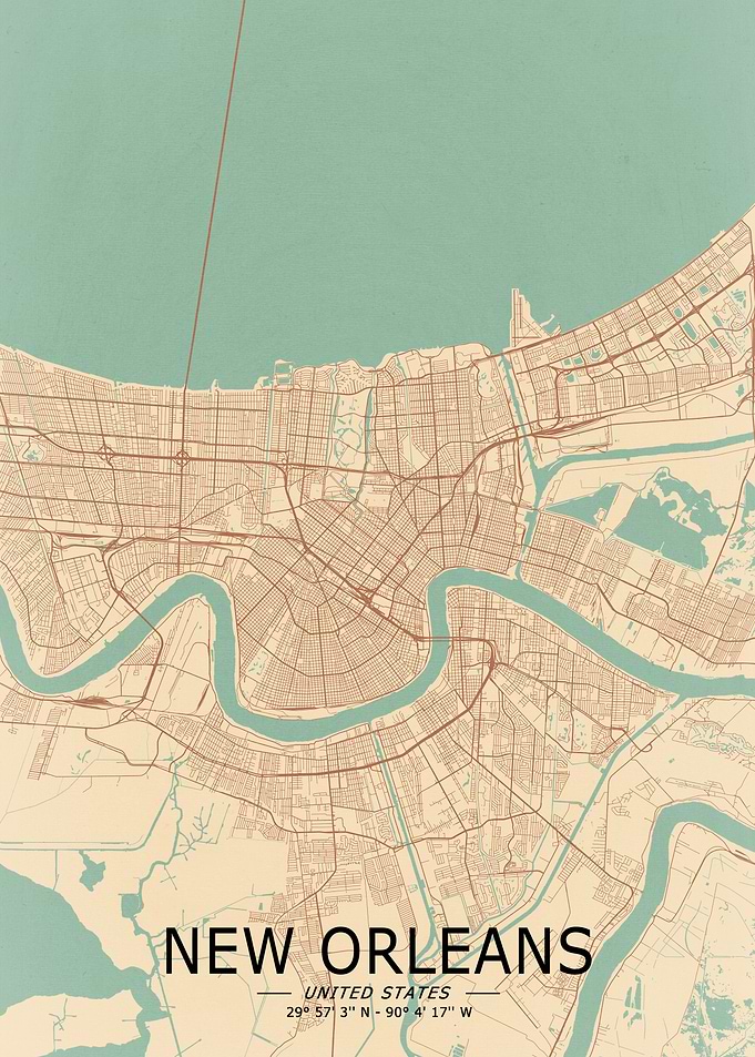 New Orleans Vintage Map