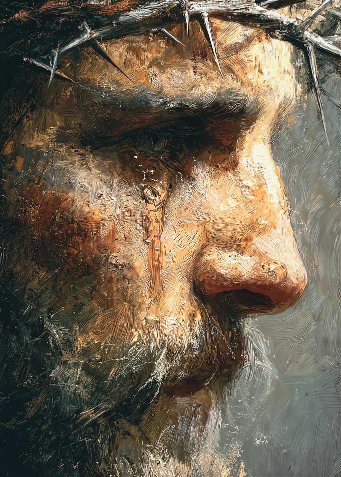 Jesus Christ Portrait with Crown of Thorns