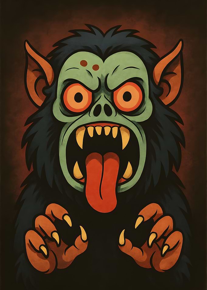 Cartoon Monster with Tongue Out