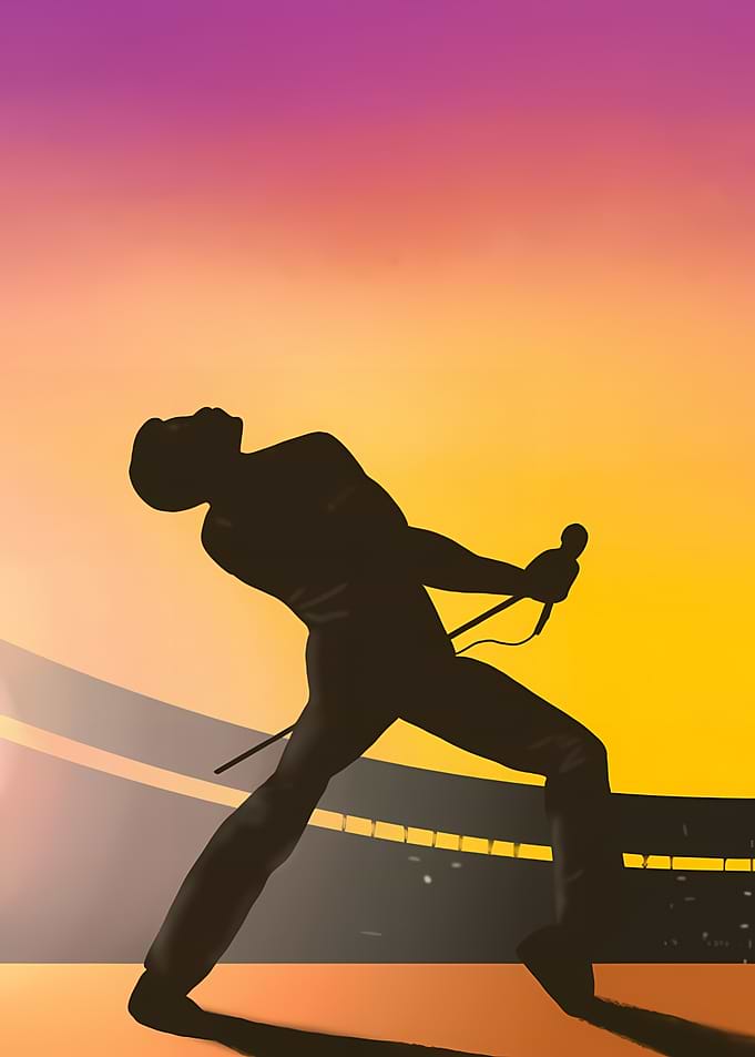 Freddie Mercury silhouette on stage