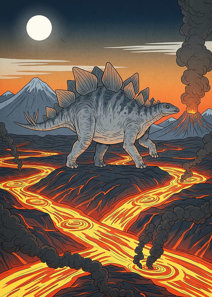 Stegosaurus Volcanic Landscape