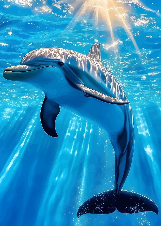 Dolphin in Blue Ocean