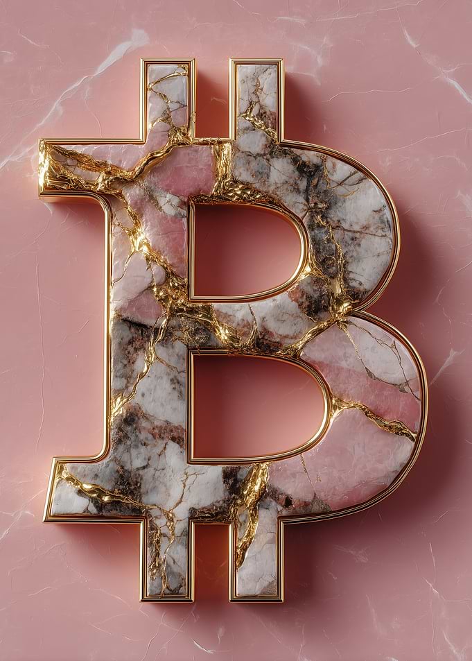 Marble and Gold Bitcoin Symbol
