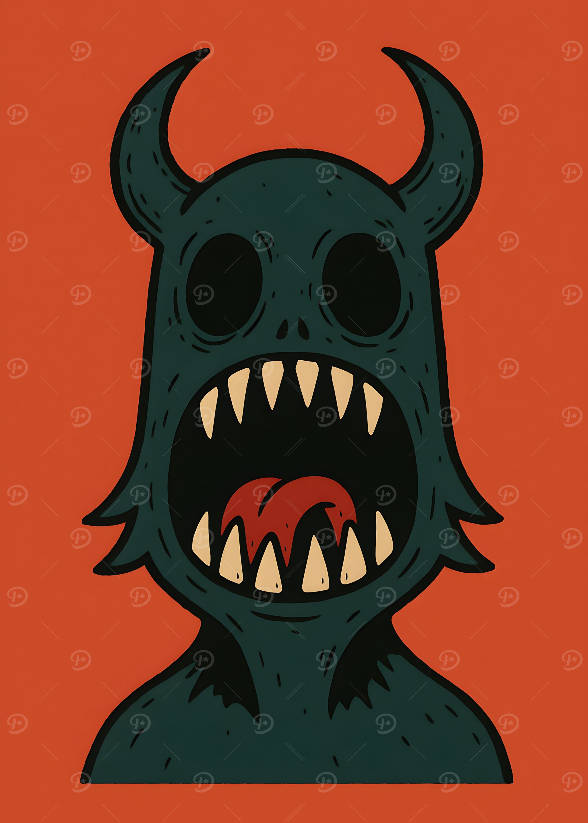 Cartoon Monster with Open Mouth