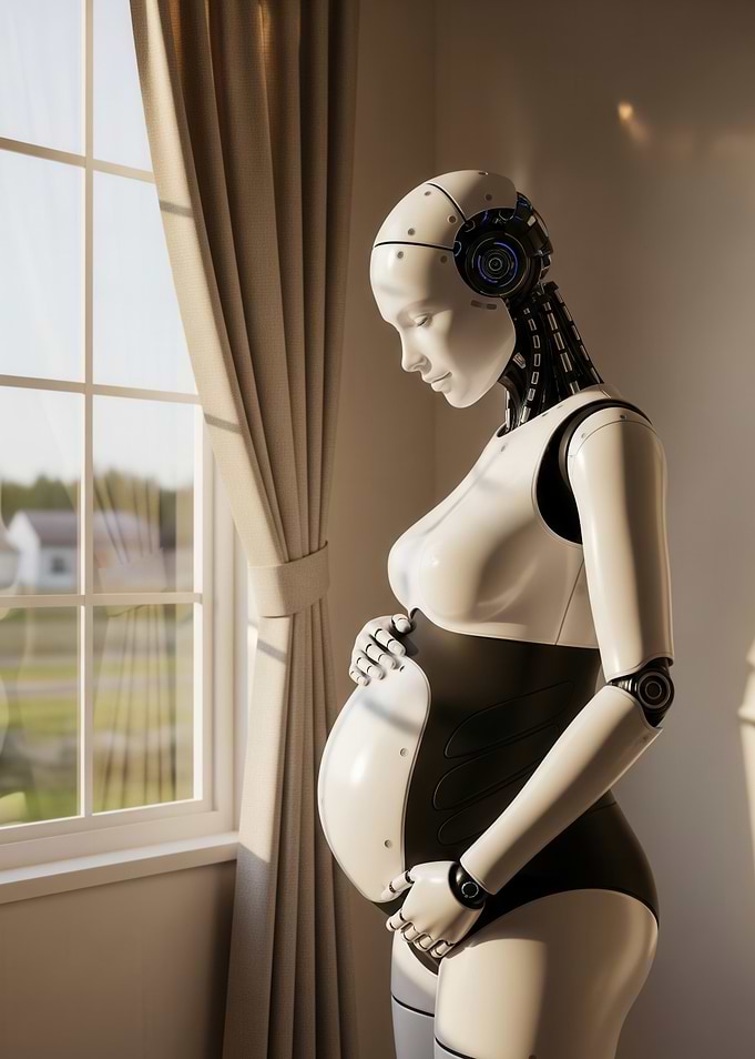 Pregnant Robot by the Window