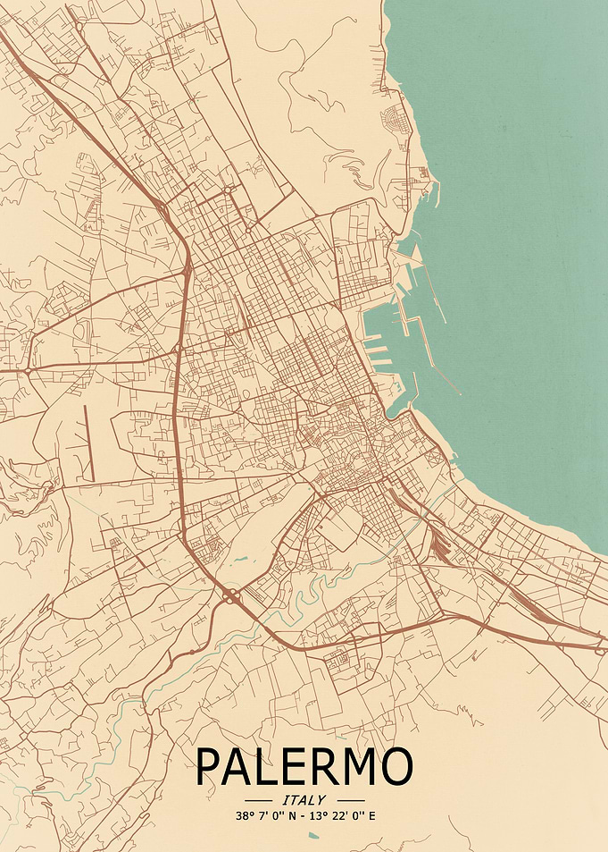 Palermo Vintage Map