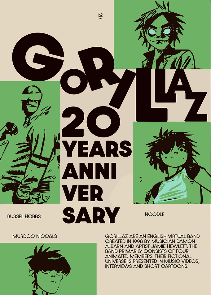 Gorillaz 20 Years Anniversary Poster