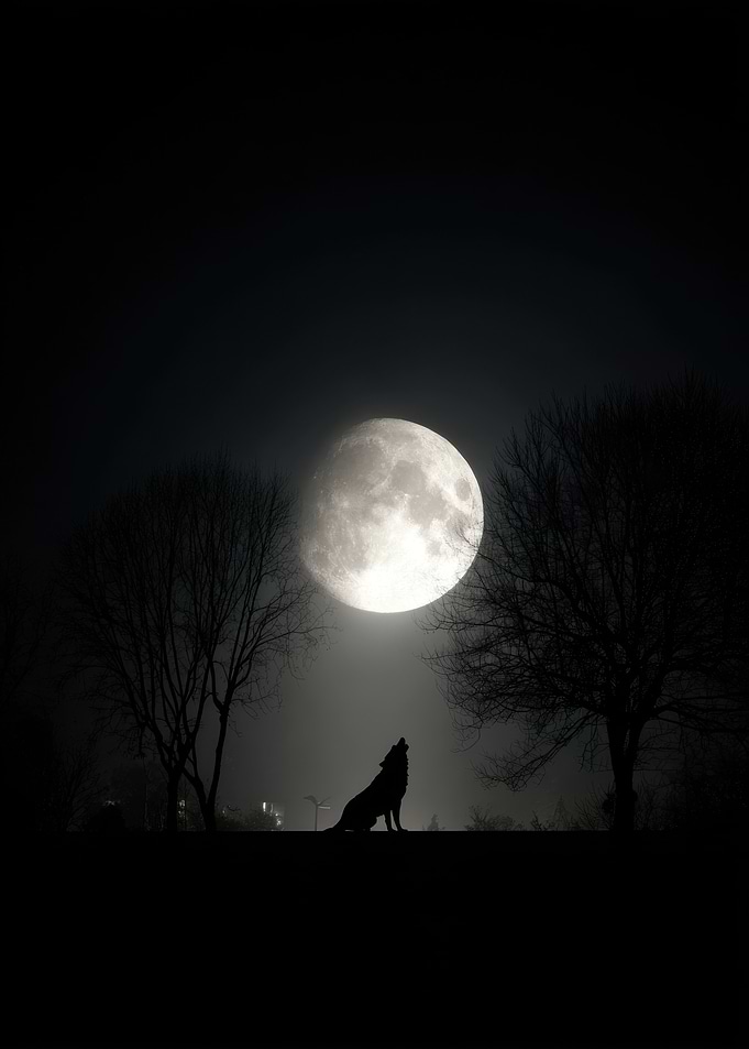 Wolf Howling at the Moon