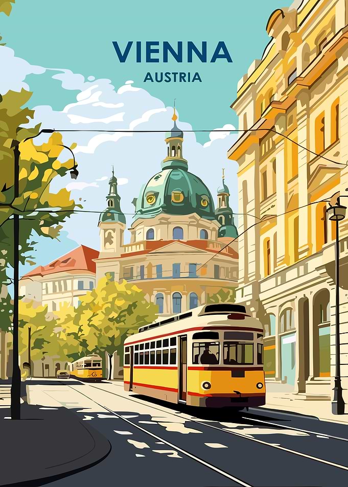 Vienna Austria Cityscape with Tram