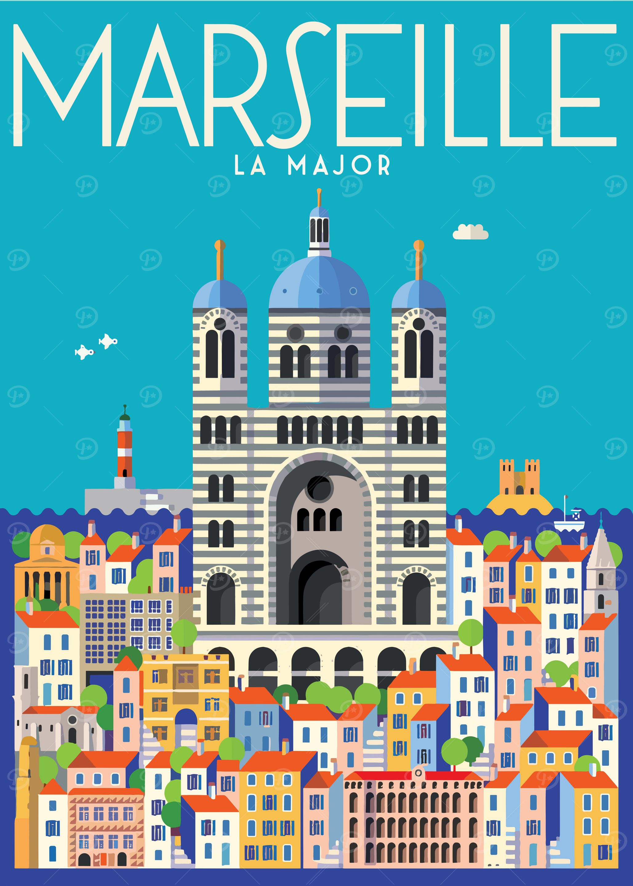 Marseille La Major Travel Poster