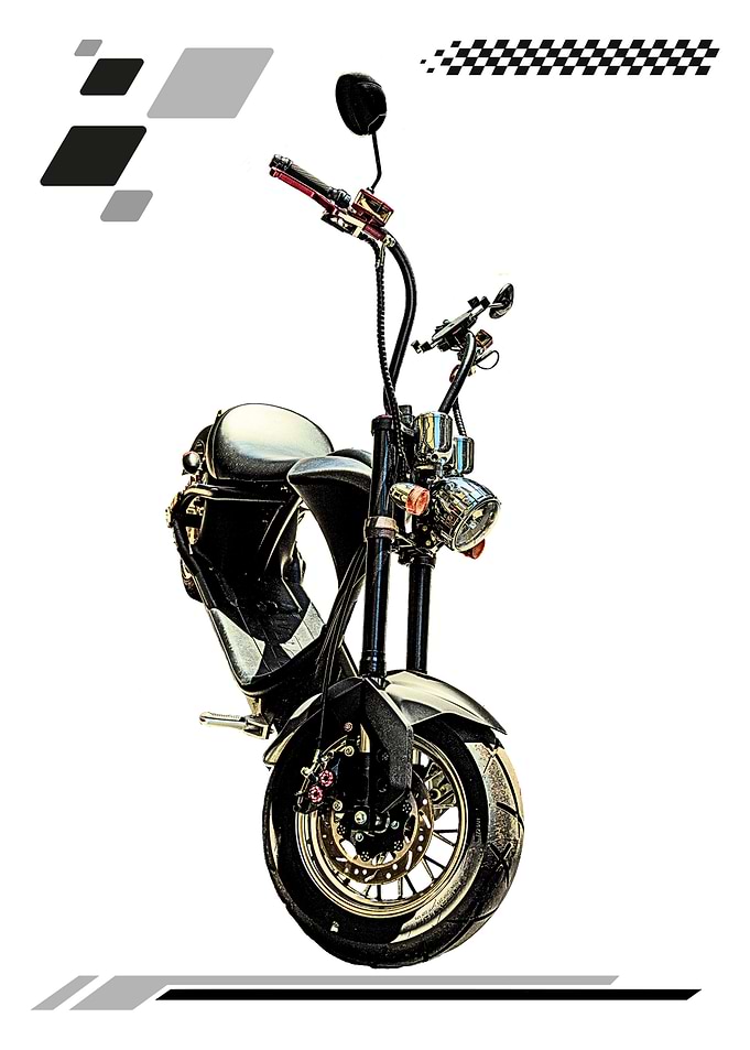 Black Electric Scooter Isolated on White