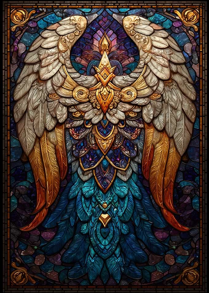 Stained Glass Angel Wings Art