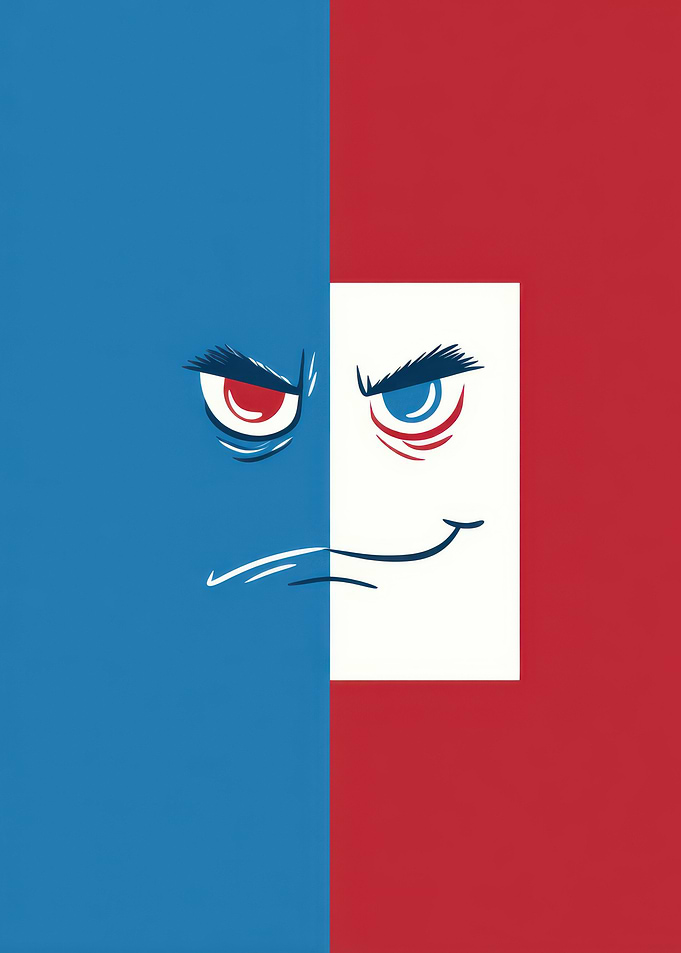 Split Face Cartoon Character