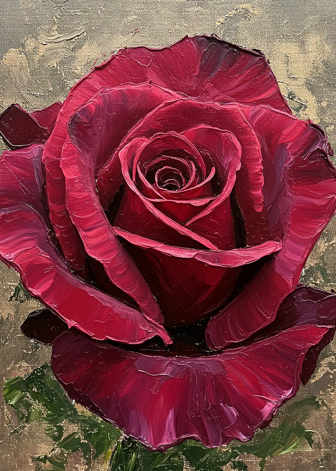 Crimson Rose Painting
