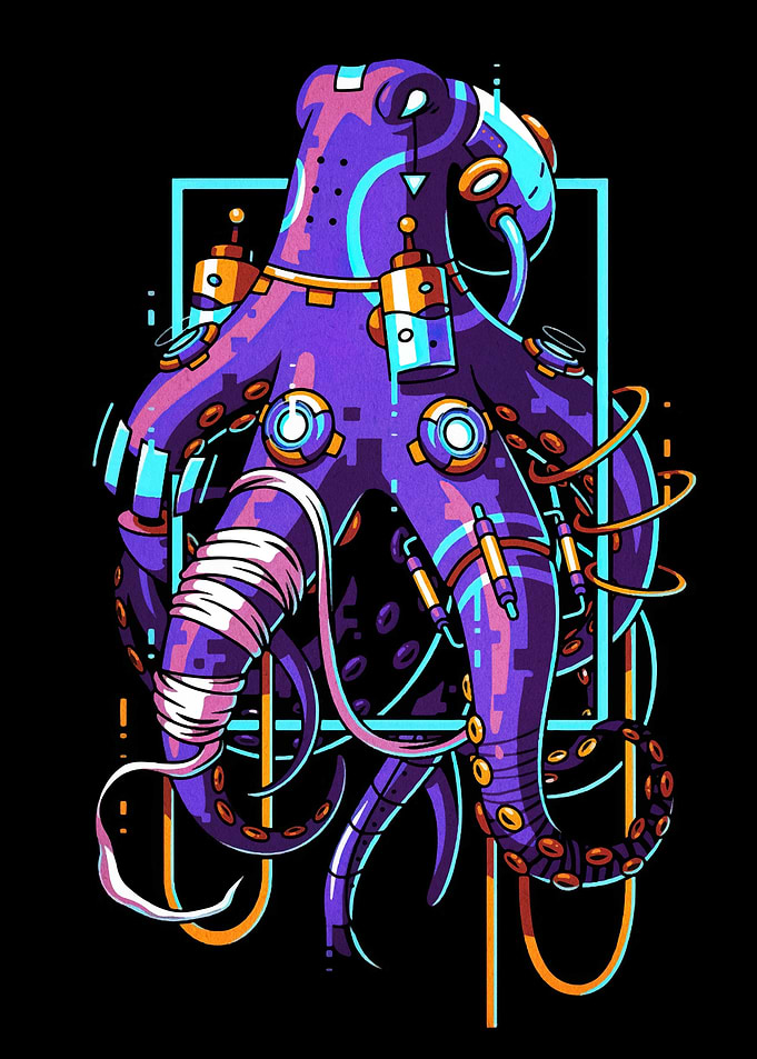 Cyberpunk Octopus Illustration