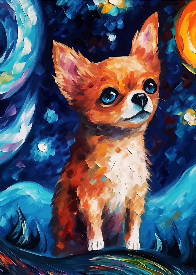 Chihuahua in Starry Night Style